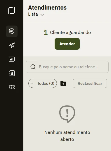 Desk com a lista de atendimentos mostrando um cliente aguardando
