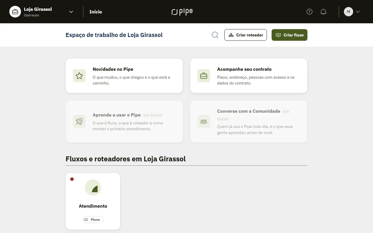 Portal da Gestão com os projetos do contrato de demonstração